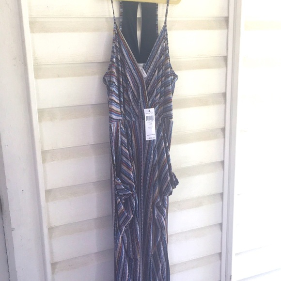 NWT multi navy stripe printed midi dress - Picture 1 of 6